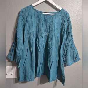 Zumi Boho Teal 100% Cotton Blouse